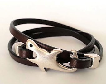 Shark Mens Leather Bracelet, wrap bracelet,  Cuff Boyfriend Gift Customized On Your Wrist, unisex bracelet, Mother’s Day gift