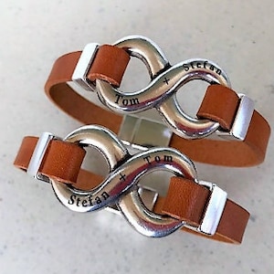 Gift for Couples Matching Infinity Bracelets, Gift His Her Personalized  Valentines Gift leather infinity bracelet, custom bracelets