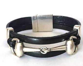 Snaffle Bit Bracelet Braided Leather Bracelet Horse | Etsy