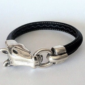 horse bracelet, leather bracelet for mens, Equestrian bracelet, silver leather, snaffle bit, horsewomen bracelet, gift horse lovers