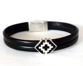 Mens leather bracelets, Religious Cross Bracelet for Men, gift for him, ethnic bracelet, geometric bracelet, cross bracelet ,Valentine’s Day