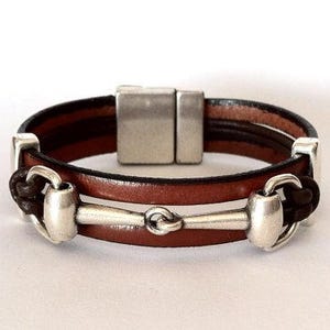Trensarmband, leren herenarmband, paardenarmband, cadeau ruiter, paardensportarmband, cadeau voor paardenliefhebbers, verjaardagscadeaus