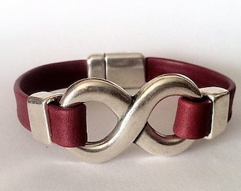 Infinity bracelet, leather bracelet for men, personalized bracelet, love bracelet, red bracelet, women bracelet,, Valentine's Day