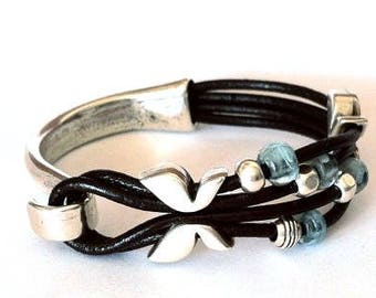 butterfly bracelet, Beads bracelet, leather bracelet, women bracelet, turquoise bracelet,  boho bracelet,  ,Valentine’s Day, Valentine's Day