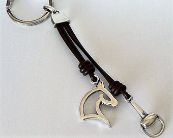 Pferd Schlüsselanhänger, Pferde Snaffle Bit, Geschenk für Pferdeliebhaber, Leder Schlüsselanhänger, Taschenanhänger, Valentinstag, Valentine's Day