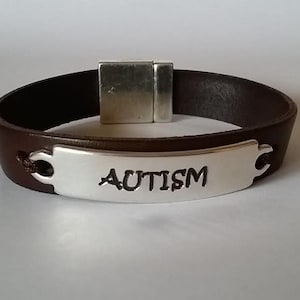Medizinisches Alarm Autismus Armband Id, Lederarmband, Autismus Bewusstsein personalisiertes Lederarmband, Autismus Notfallarmband, personalisierbar