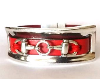 Snaffle bit bracelet, leather Bracelet, Horse bracelet, Mens bracelet, Equestrian gift, cuff bracelet, women bracelet, gift horse lovers