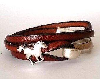 Leather Wrap Bracelet for women, Horse bracelet, Equestrian Jewelry, horse lovers gift