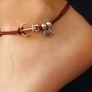 アンカー アンクレット、メンズ アンクレット、ミニマリスト アンクレット、レザー アンクレット、航海用アンクレット、レディース アンクレット、調節可能なアンクレット、誕生日プレゼント