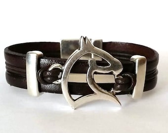 Leather Horse Bracelet for mens, Equestrian Jewelry, Gift for Horse Lovers