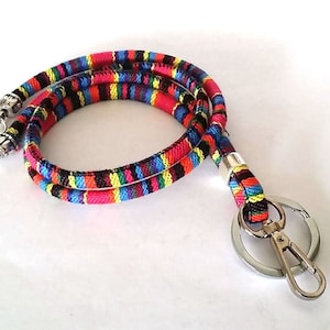 Lanyard intrecciato, lanyard etnico, porta badge, portachiavi boho, boho, lanyard portachiavi, tessuto, vegano, lanyard boho, lanyard azteco