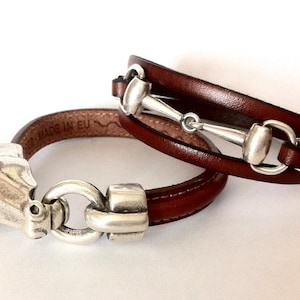 Horse bracelet, couple bracelets, Snaffle Bit bracelet, wrap bracelet, leather bracelet, mens bracelet, gift for horse lovers