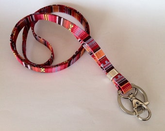 Ethnic Lanyard, Badge Holders, Boho Keychain, Bohemian, Key Lanyard, Fabric Lanyard, vegan, boho lanyard, unisex accessories, aztec lanyard