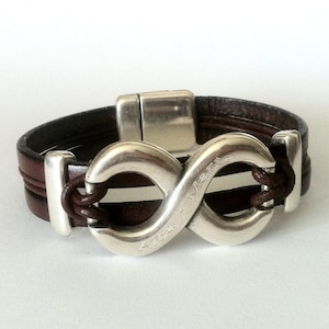 Custom leather bracelet for men, Infinity bracelet, Personalized mens bracelet, date engraved, anniversary gift, birthday gifts