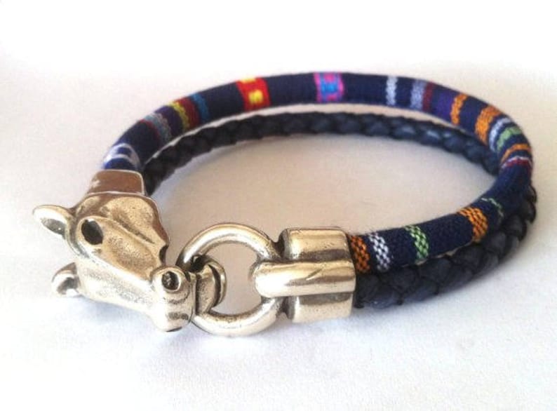 horse bracelet, mens bracelet, equestrian bracelet, western silver, cowgirl bracelet, fabric bracelet, unisex bracelet 