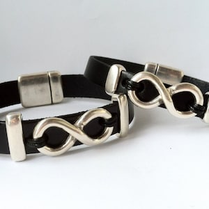 2X leren Infinity-armbanden, aangepaste armband, Couple infinity, herenarmband, liefdesarmbanden, jubileumcadeau, verjaardagscadeaus