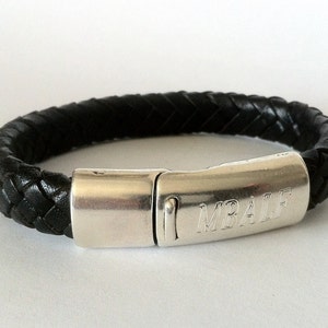 Personalized bracelet for men, Gift for him, custom Bracelet, Leather Bracelet, black bracelet, anniversary gift ,Valentine’s Day