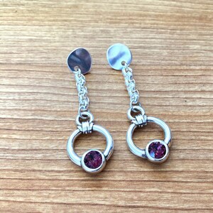 Silver Circle Earrings, long earrings for women, Geometric Earrings, boho earrring, gift for her, chain earrings, women gift, birthday gifts