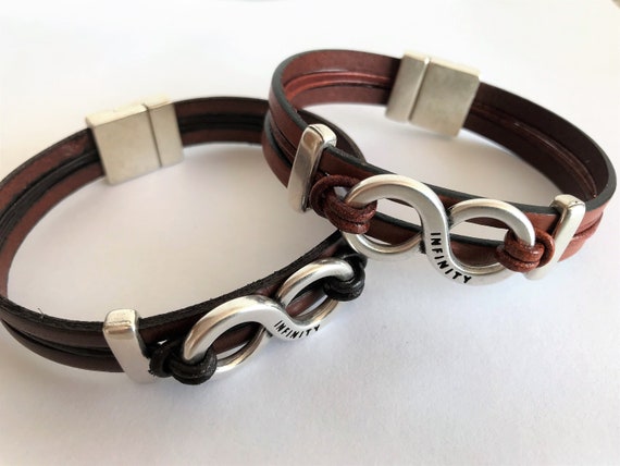 Buy His Hers Infinity Bracelet Set: Leather Couple Bracelets