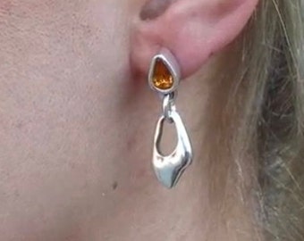 silver charm earrings for women, statement earrings,  pendant earring, gift for her, boho earrrings, crystal earrings, Mother’s Day gift