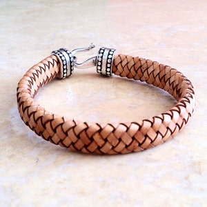 simple leather bracelet for men, Gift for men, Mens braided leather bracelet, boho bracelet, Boyfriend gift, plus size, birthday gifts
