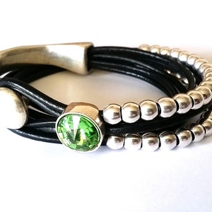 Wrap leather bracelet silver beads for women, gift for her, trendy bracelet, birthday gifts