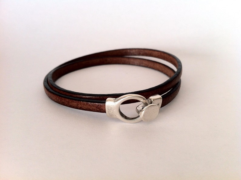 Wrap bracelet, hook clasp bracelet, leather bracelet for men, leather bracelet, women bracelet, brown bracelet, boho bracelet 