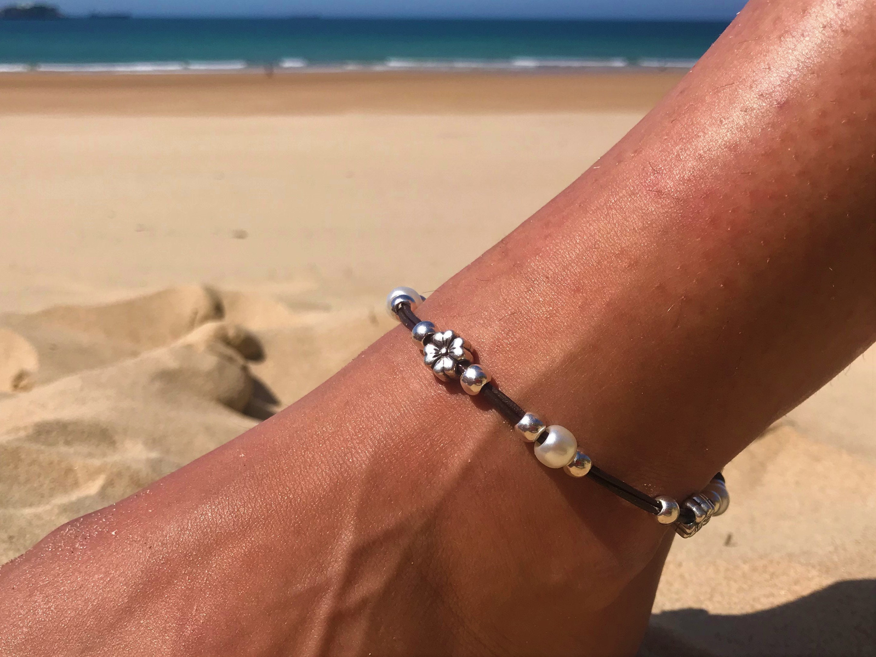 Set Spiaggia Donna SINLOV Boho Layered Lucky 8 Cavigliere Argento Donne In Rilievo Perla Braccialetto Alla Caviglia Fascino Boho Delicato Gioielli Piede Per Le Donne Cavigliera Bambina - Foto 10