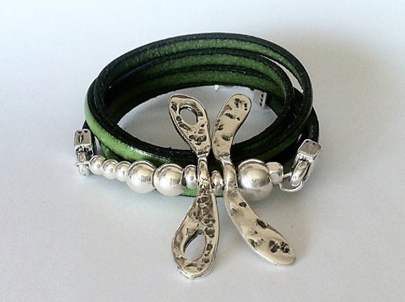 Hand wrapped stone, Silver and Brown leather with Dragonfly My favorite part of wrapping these rocks is listening to  main image 3