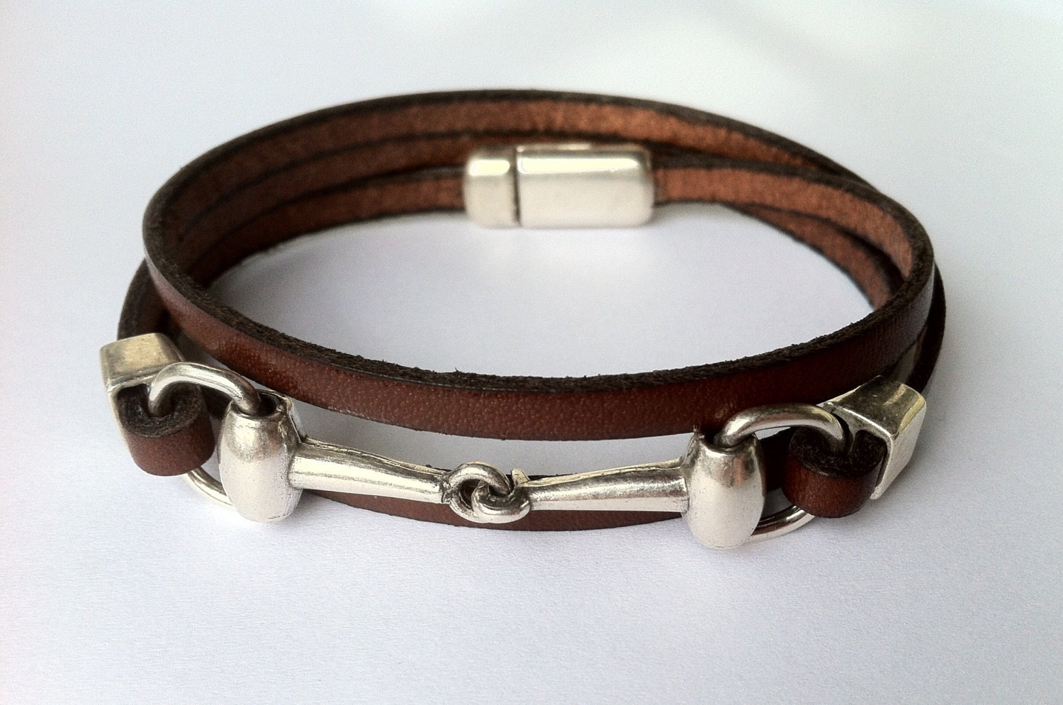 Leather Bracelet Snaffle Bit Bracelet Wrap Bracelet - Etsy