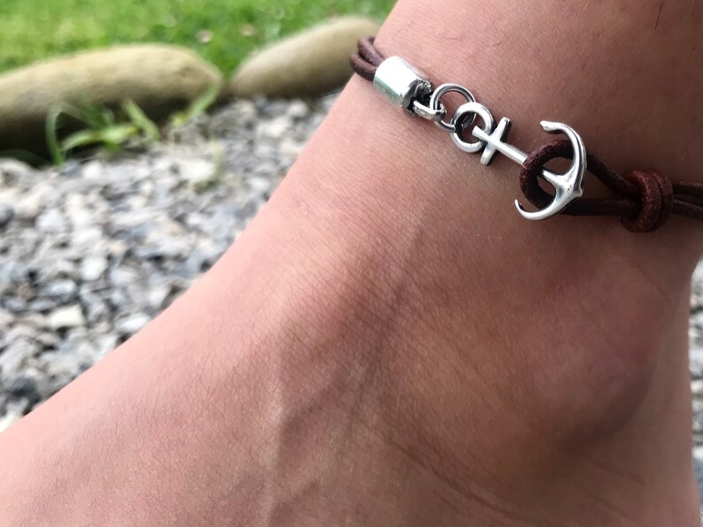 Mens Anklet Anklet for men Beach jewelry Anklet leather Etsy