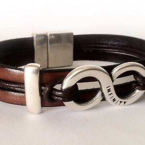 Infinity-armband, leren armband voor heren, gepersonaliseerde armband, aangepaste sieraden, liefdesarmband, verjaardagscadeaus