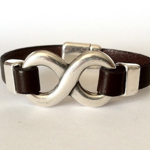 Aangepaste herenarmband, leren armband voor mannen, Infinity-armband, cadeau voor mannen, naam gegraveerd, vriendschapsarmband, armband voor altijd