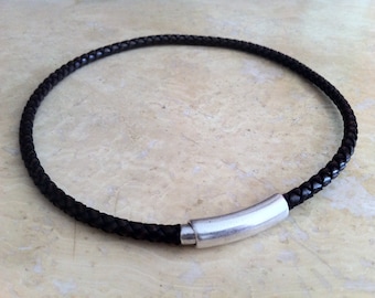 Gargantilla de cuero para hombre, collar corto, cuero trenzado auténtico, regalo para hombre