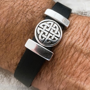 Celtic bracelet, men&#39;s leather bracelet, Celtic knot, amulet, gift for men, silver mens bracelet, birthday gifts