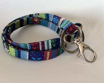 Ethnic Lanyard, Badge Holders, Boho Keychain, Bohemian, Key Lanyard, Fabric Lanyard, vegan, boho lanyard, unisex accessories, aztec lanyard