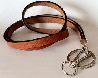 Leather Lanyard, Badge Holders, Keychain, Bohemian, Key Lanyard, Brown Lanyard, gift for him Valentine's gift, Mother’s Day gift