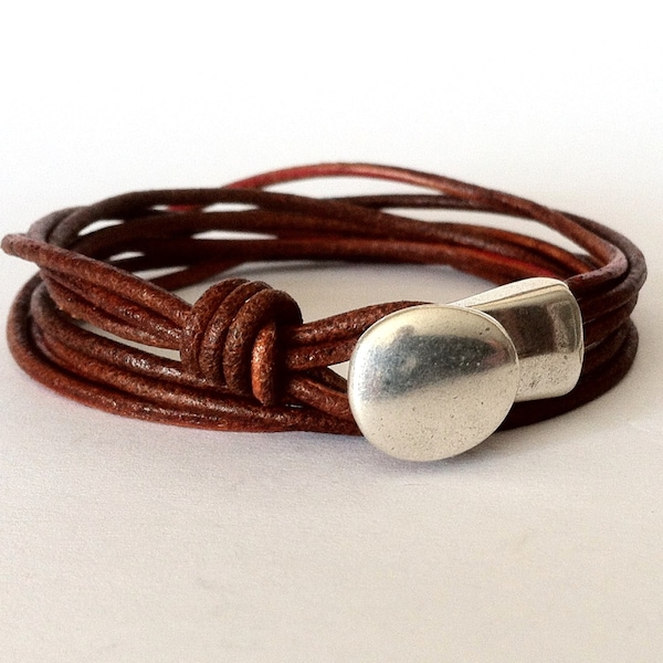 simple leather Wrap bracelet for Men's or women, everyday bracelet, boho bracelet, gift for him, minimalist jewelry ,Valentine’s Day