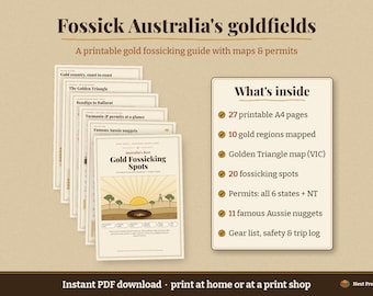Australia Gold Fossicking Guide, Printable Victoria Map, Prospecting Permits (PDF)
