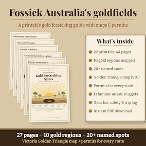 Victoria Gold Fossicking Guide, 27-Page Printable with Golden Triangle Map and Permits (Australia PDF)