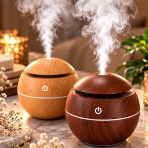 Wood Grain Essential Oil Diffuser, Mist Humidifier with LED Light (Color May Vary) pack of 1