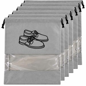 Paquete de 6 bolsas para guardar zapatos con ventana transparente, bolsas organizadoras de zapatos de viaje con cordón, bolsas reutilizables a prueba de polvo para zapatos y equipaje.