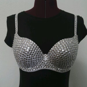Fully hand jeweled Bra front and back image 2