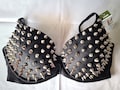 Hand Sewn SILVER Spiked Bra - Reinforced stitching!