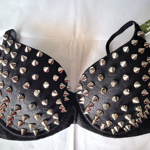 Hand Sewn SILVER Spiked Bra - Reinforced stitching!