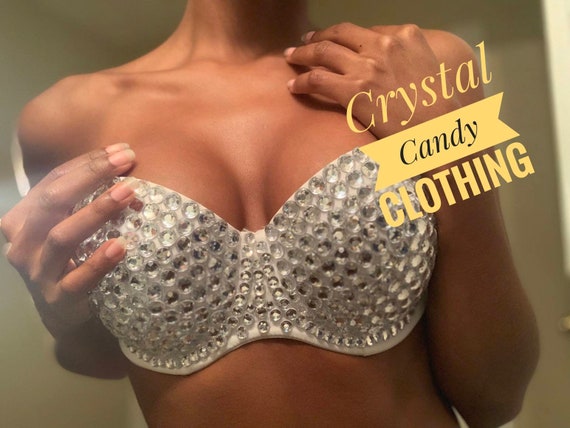 Crystal Clear 7mm Jeweled Bling Bra 