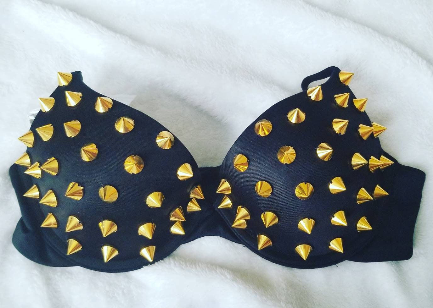 Hand Sewn Golden Spiked Bra Reinforced Stitching -  UK