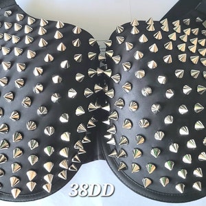 Hand Sewn SILVER Spiked Bra Reinforced stitching image 7