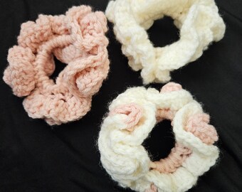 Peach and Cream - Crochet Hair Ties (3 Pack)