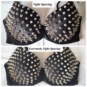 Hand Sewn SILVER Spiked Bra Reinforced stitching image 3